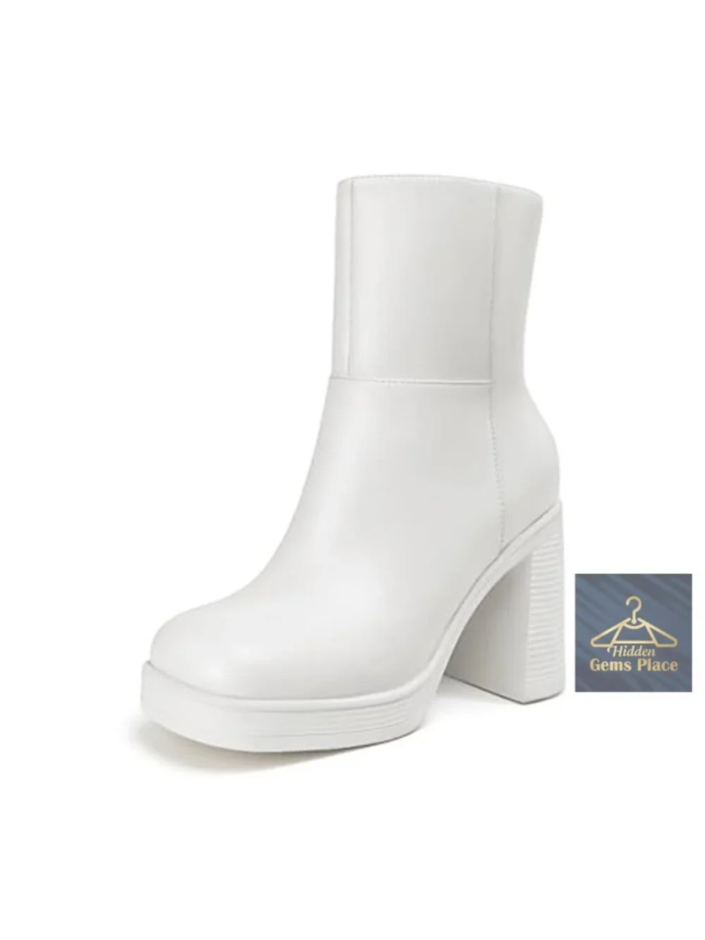 Platform Ankle Boots High Chunky Block Heel Square Toe Fashion Dress Heeled